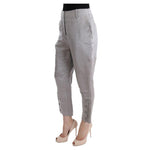 Ermanno Scervino Gray Silk Cropped Casual Pants
