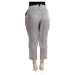 Ermanno Scervino Gray Silk Cropped Casual Pants