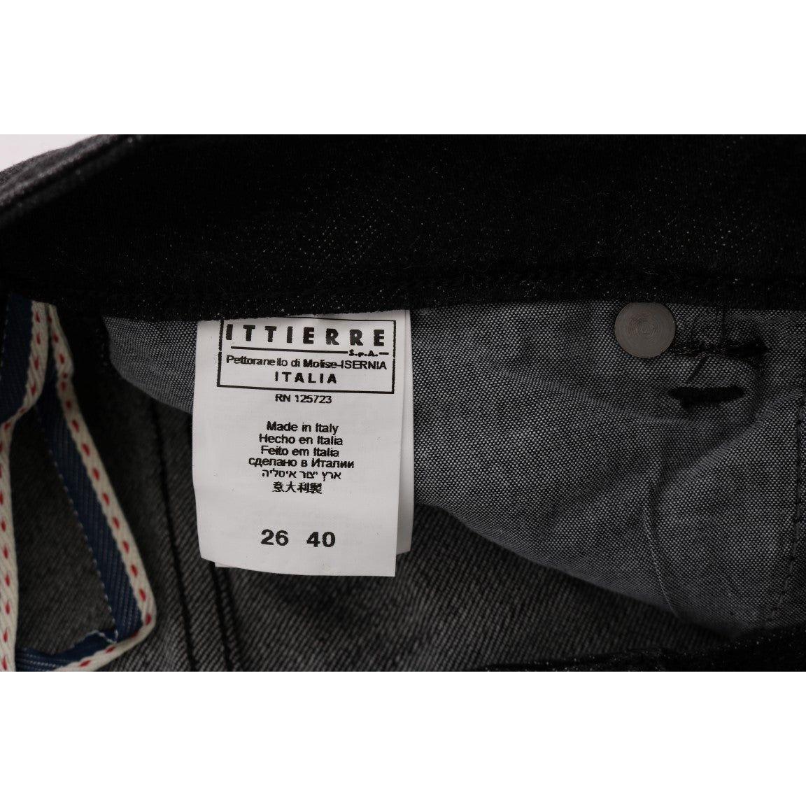 时尚修身黑色棉质牛仔裤