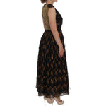 Dolce & Gabbana Black Silk Brown Fringes A-Line Dress