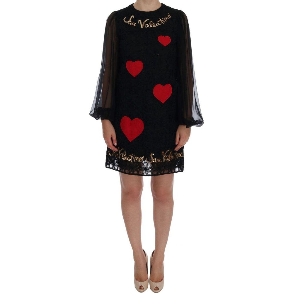 Dolce & Gabbana Black San Valentino Sequined Shift Dress