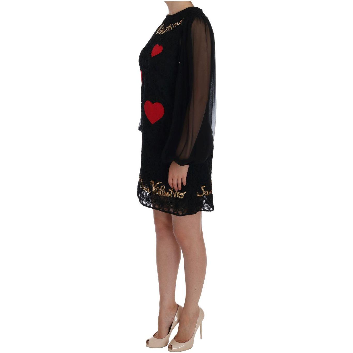 Dolce & Gabbana Black San Valentino Sequined Shift Dress