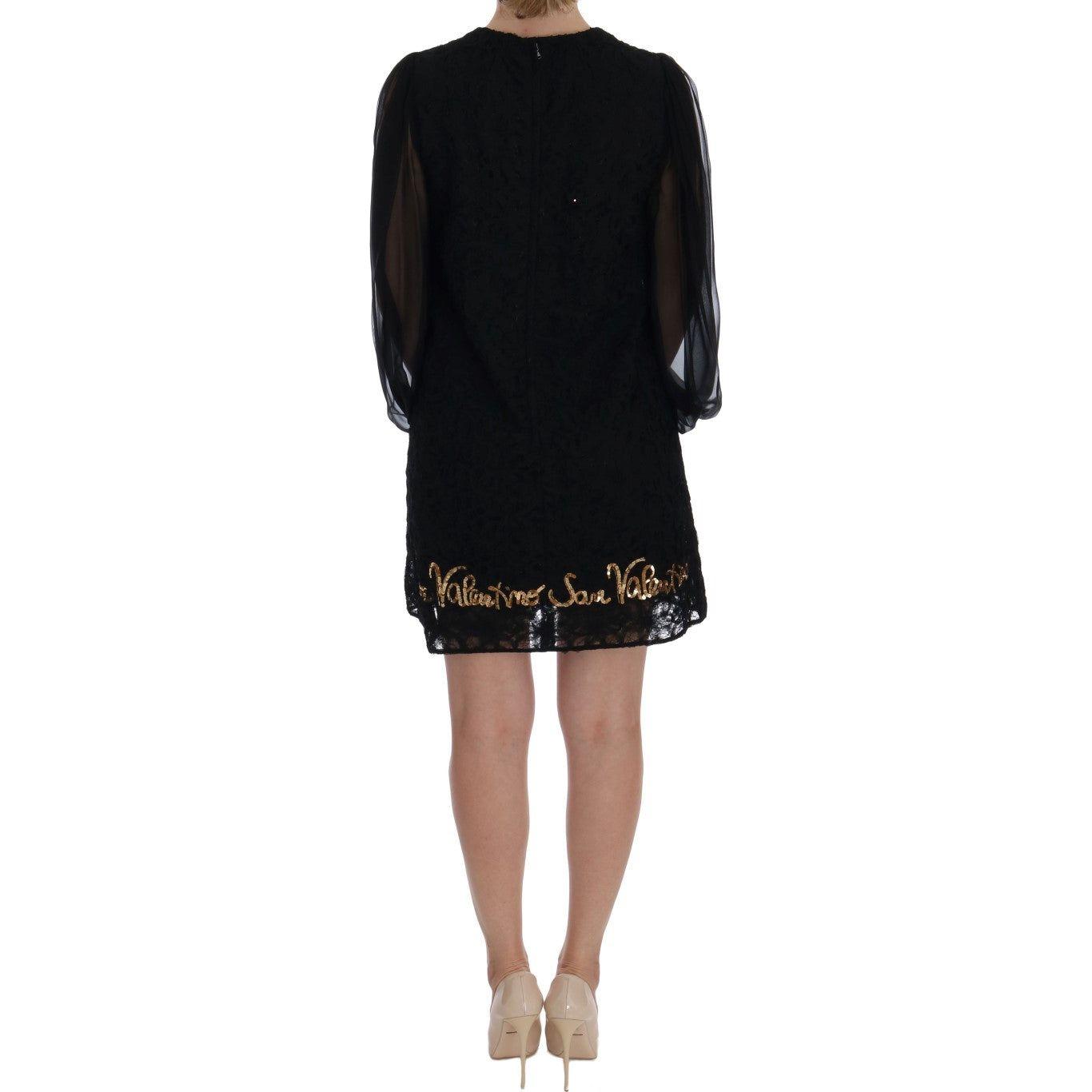 Dolce & Gabbana Black San Valentino Sequined Shift Dress