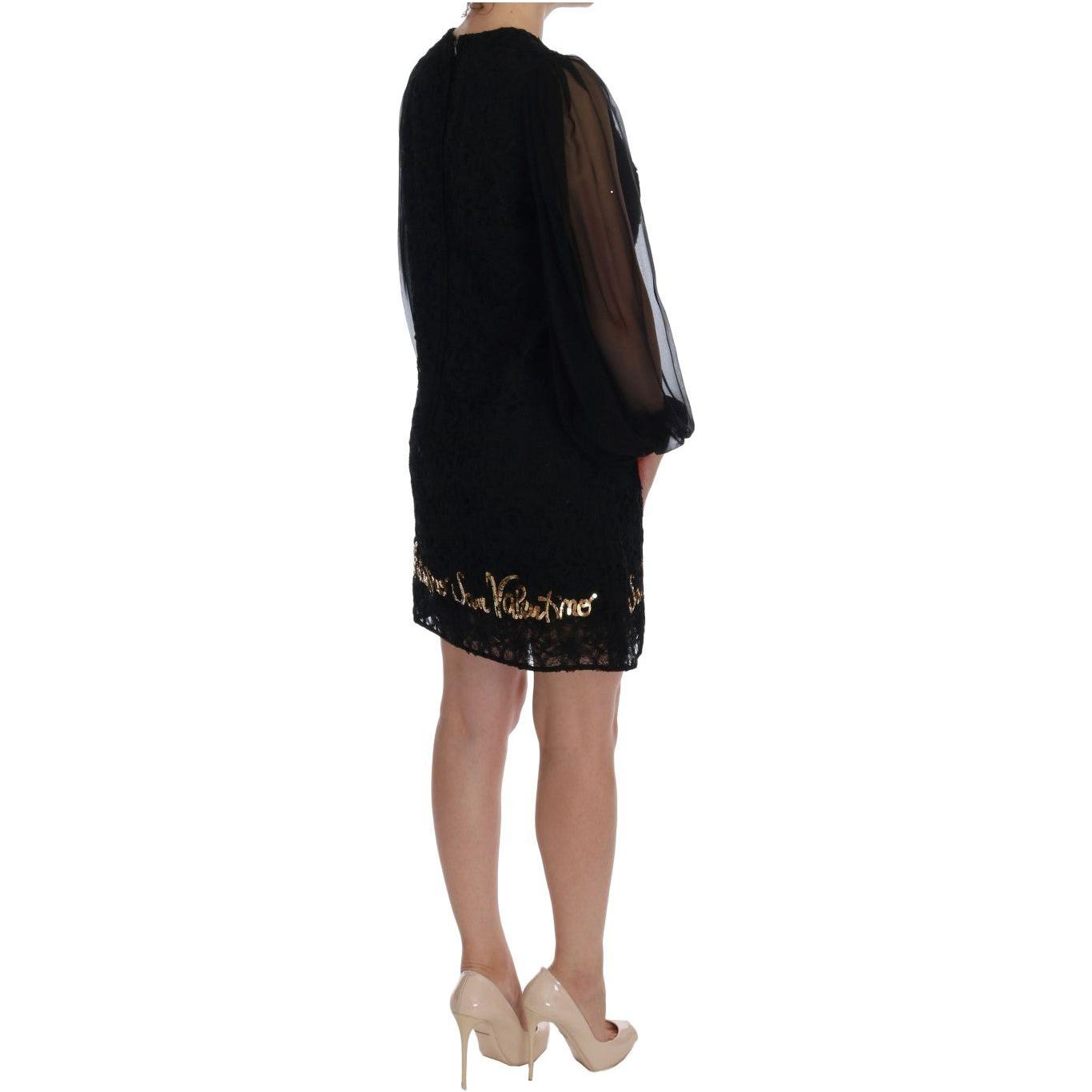 Dolce & Gabbana Black San Valentino Sequined Shift Dress