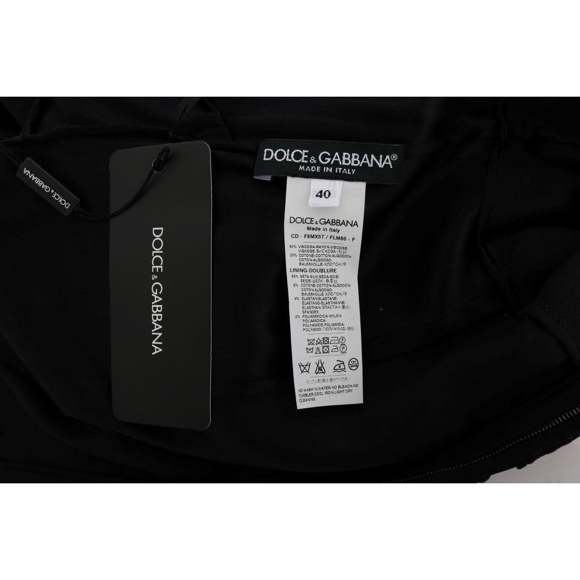 Dolce & Gabbana Black Floral Ricamo Sheath Dress