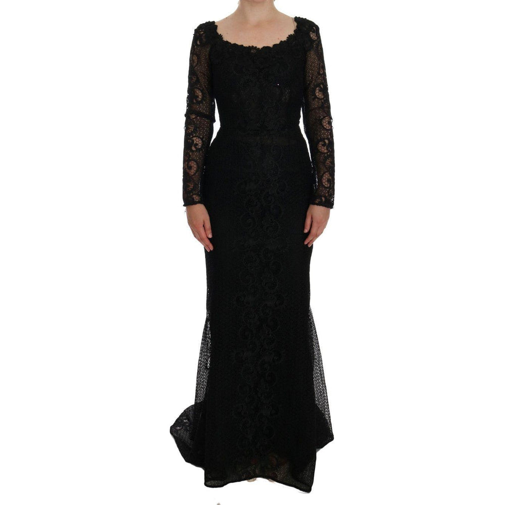 Dolce & Gabbana Black Floral Sheath Dress