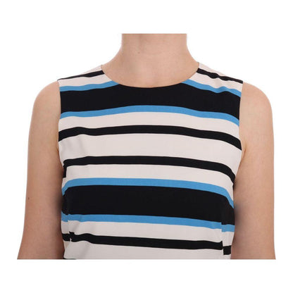 Dolce & Gabbana Blue White Striped Silk Stretch Shift Dress