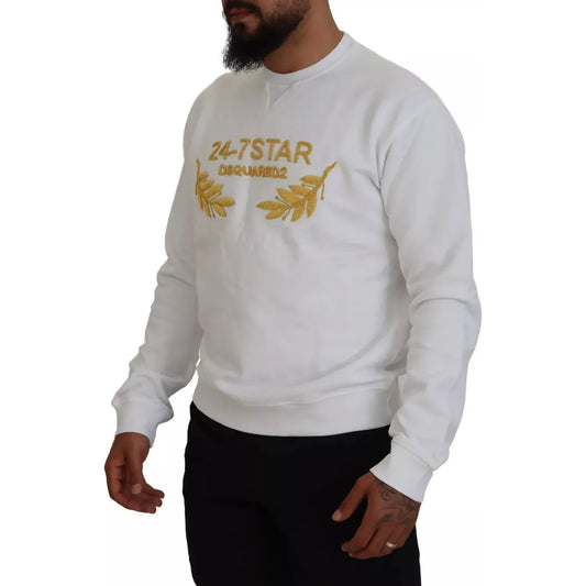 Dsquared² White Embroidered Crewneck Sweatshirt Sweater TSH83300-48