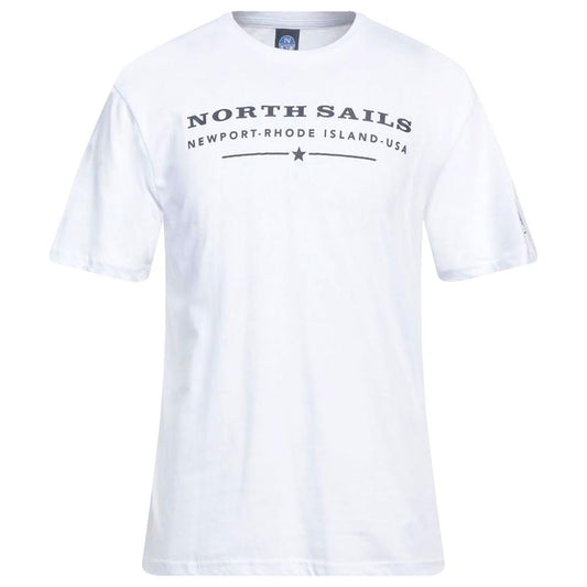 North Sails Elegant White Cotton Tee with Chest Print North Sails