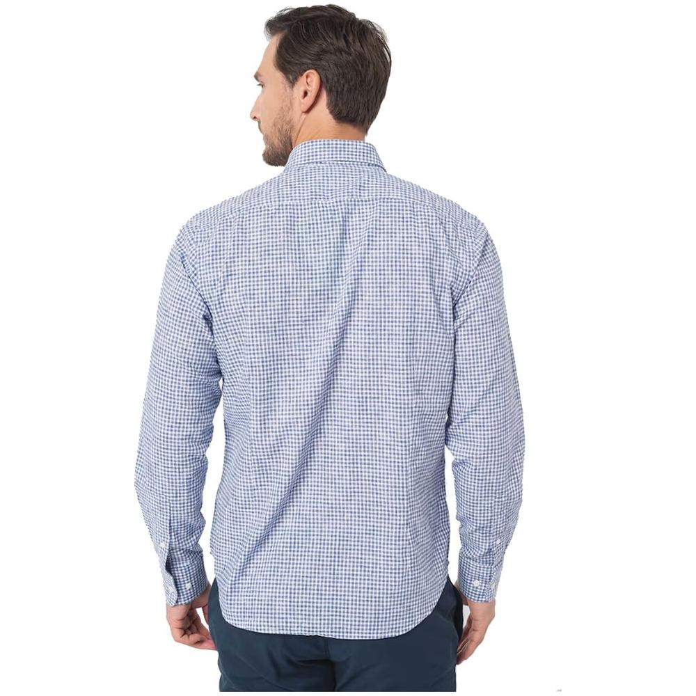 优雅格纹棉质衬衫，带刺绣徽标