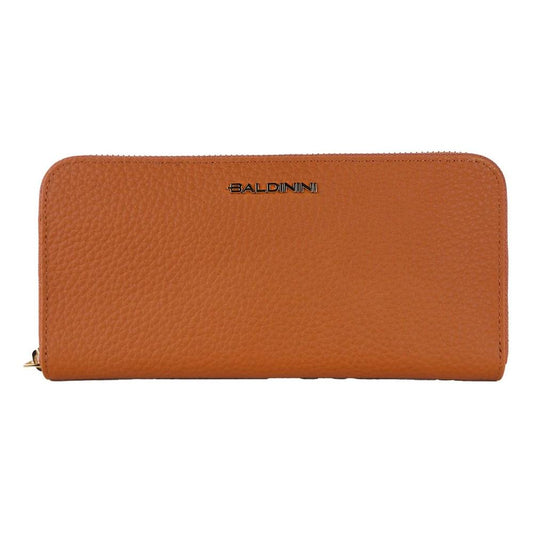 Baldinini Trend Elegant Orange Leather Wallet with Zipper Baldinini Trend