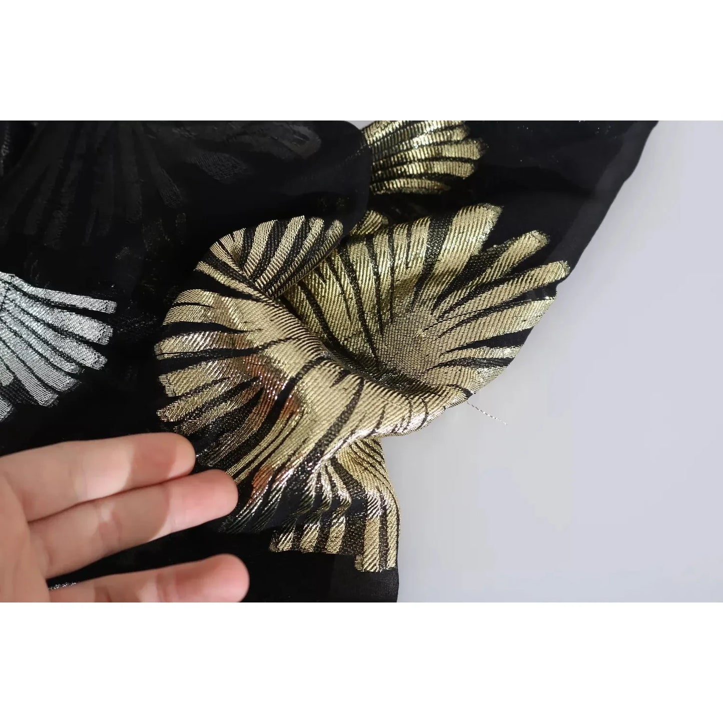 Dsquared² Gold Silver Silk Jacquard See Through Top Blouse