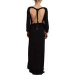 Dsquared² Black Long Sleeves Side Slit Floor Length Dress