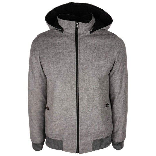 Made in Italy Elegant Wool-Cashmere Men's Jacket with Hood Made in Italy