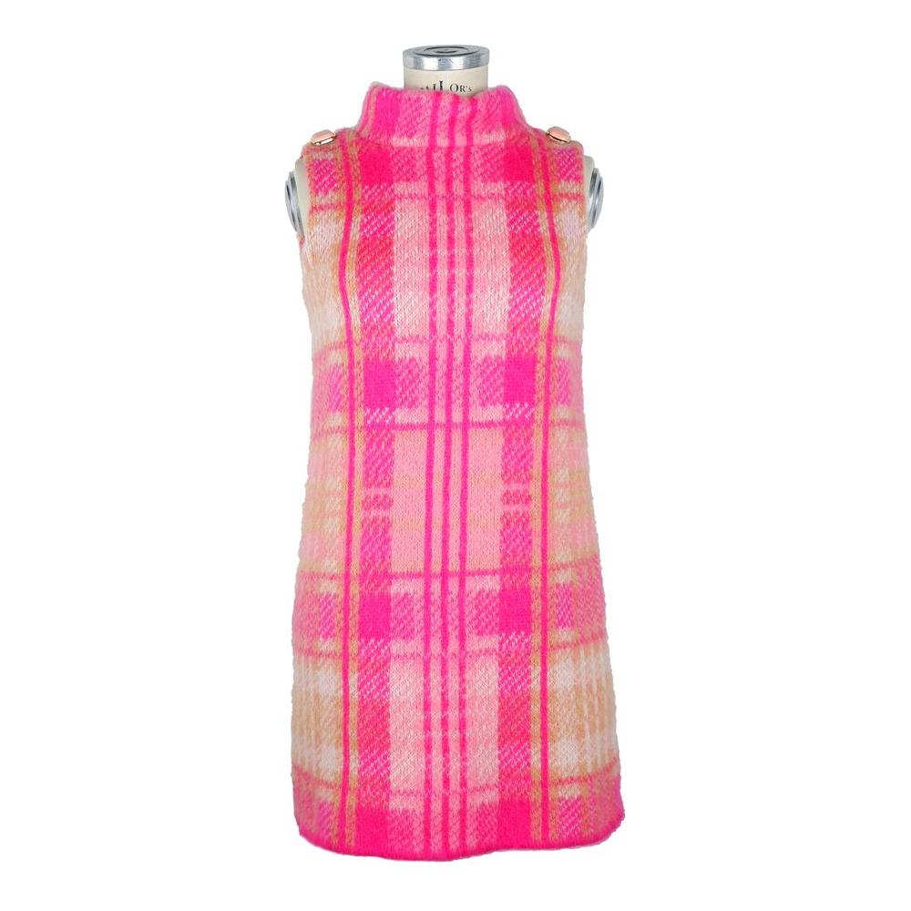 Elisabetta Franchi Chic Sleeveless Tartan Knit Dress with Pink Accents Elisabetta Franchi