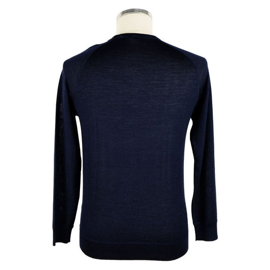 Emilio Romanelli Elegant Blue Cashmere Blend Crewneck Sweater Emilio Romanelli