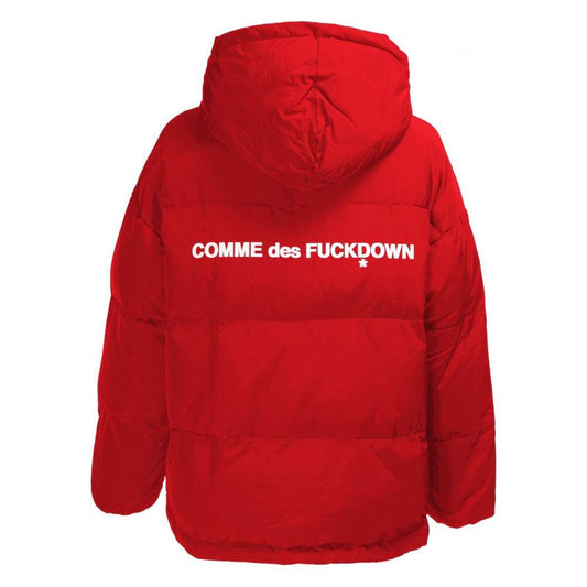 Comme Des Fuckdown Chic Pink Puffer Jacket with Iconic Logo Print Comme Des Fuckdown