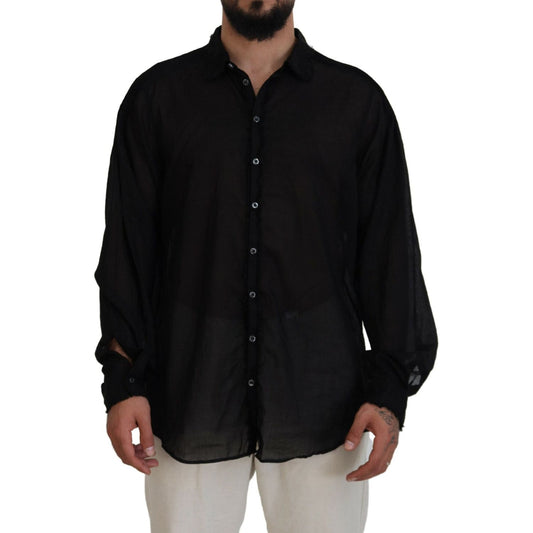 Dsquared² Black Cotton Collared Long Sleeves Formal Shirt Dsquared²