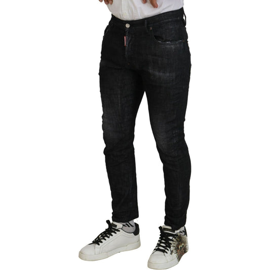 Dsquared² Black Washed Cotton Skinny Casual Men Denim Jeans Dsquared²