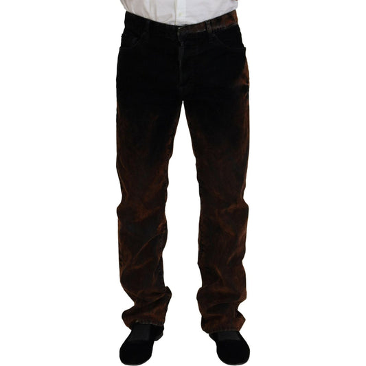 Dsquared² Brown Washed Cotton Straight Fit Casual Denim Jeans Dsquared²