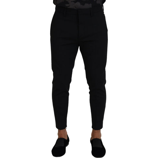 Dsquared² Black Wool Tapered Slim Fit Men Pants Dsquared²