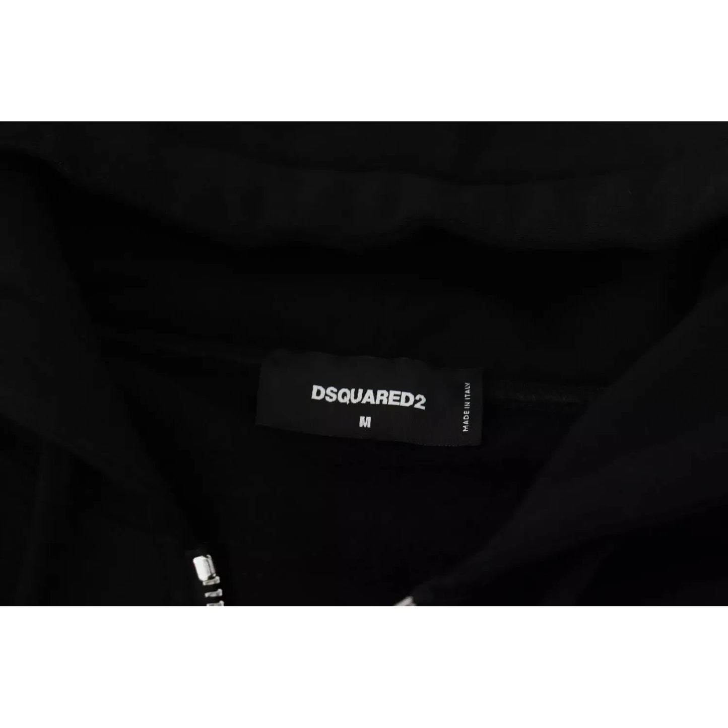 Dsquared² Black Hooded Full Zip Printed Sleeves Sweater
