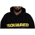 Dsquared² Black Cotton Hooded Printed Pullover Sweater