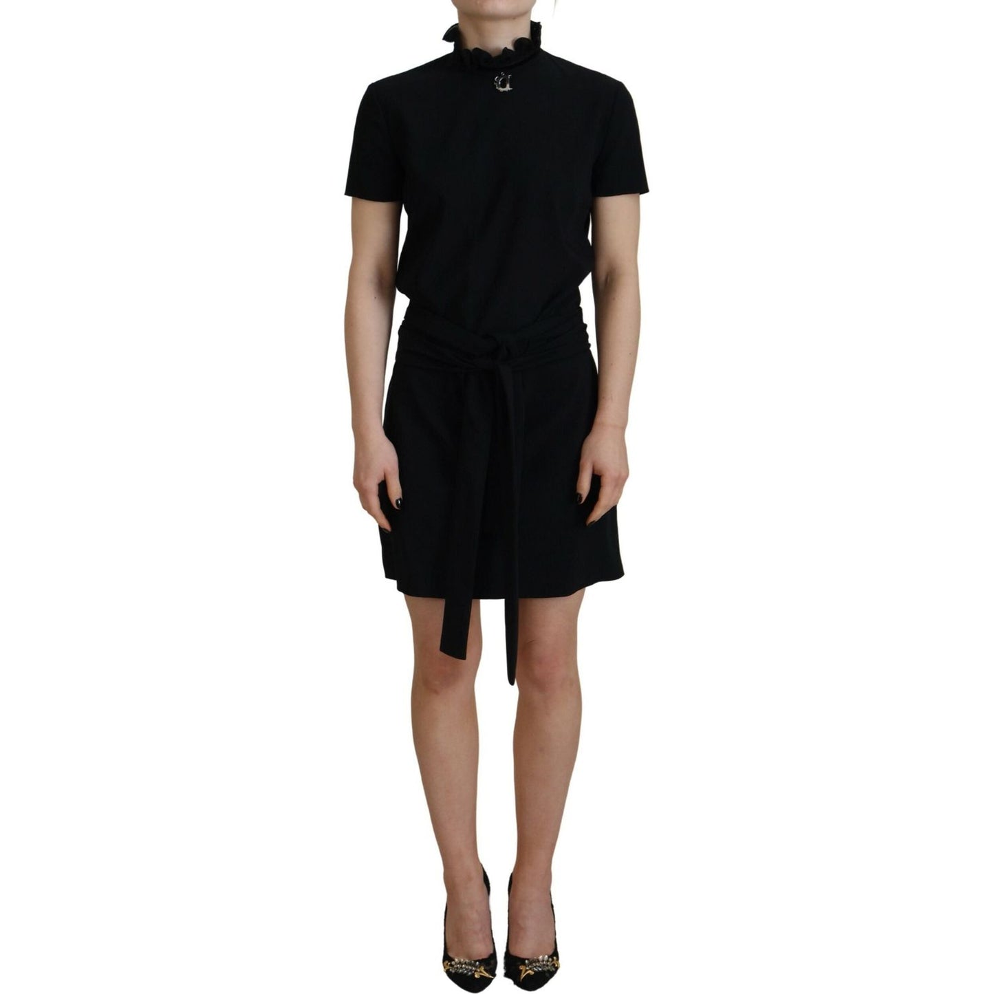 Dsquared² Black Polyester Short Sleeves Sheath Mini Dress Dsquared²