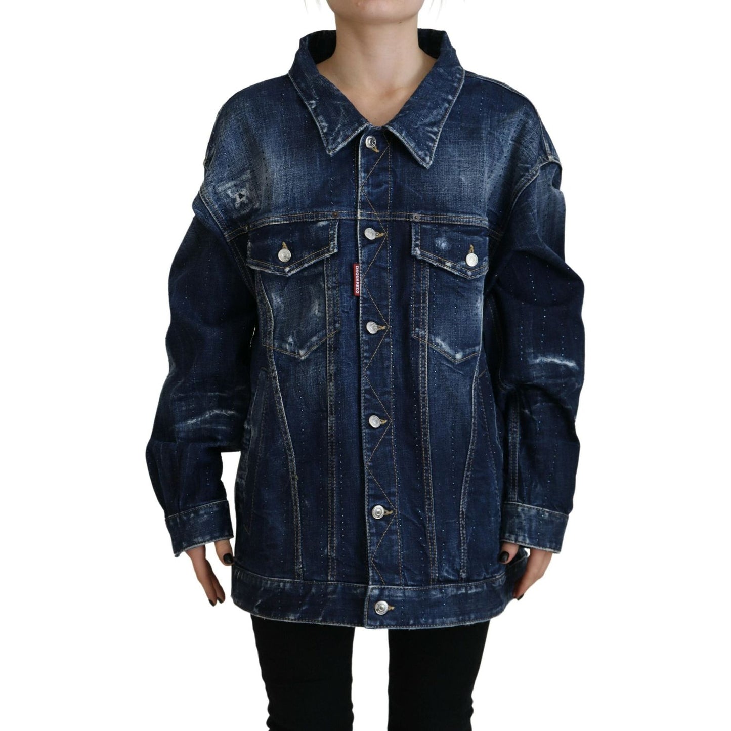 Dsquared² Blue Distressed Collared Denim Jacket Dsquared²