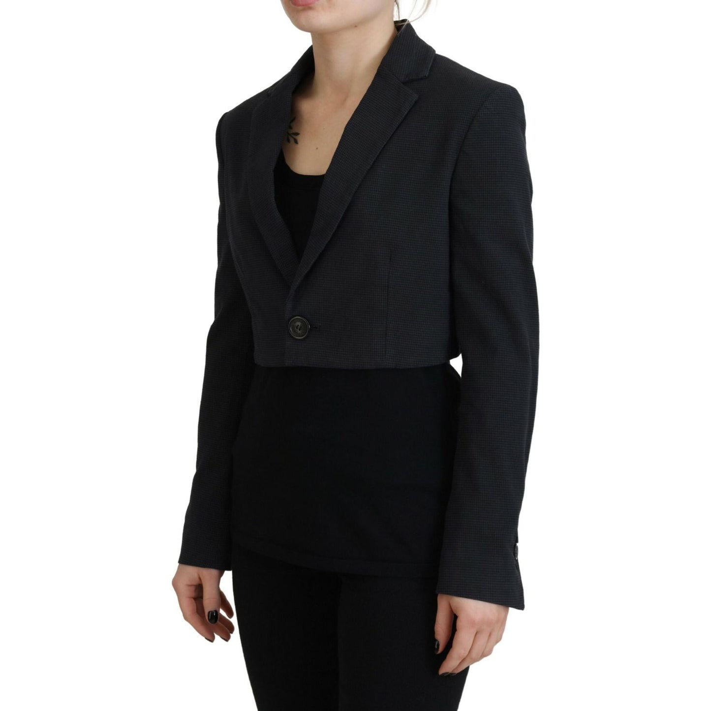 Dsquared² Black Cotton Cropped Button Blazer Jacket Dsquared²