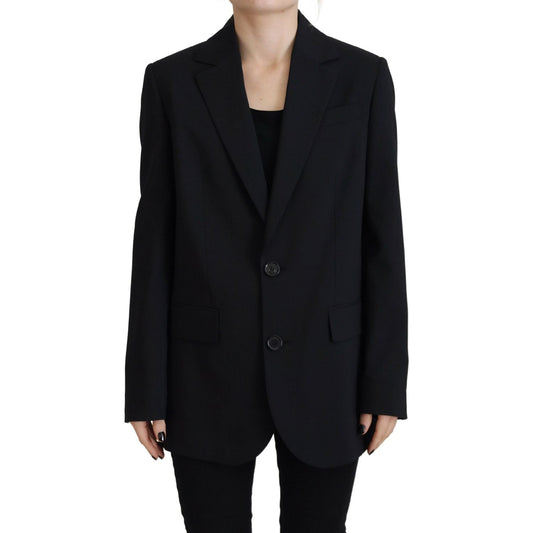 Dsquared² Black Flower Single Breasted Coat Blazer Dsquared²