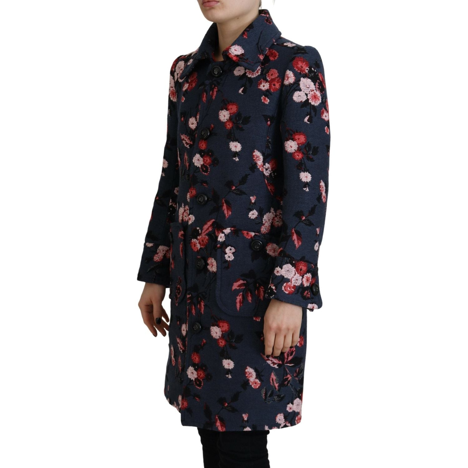 多色印花女式长款外套