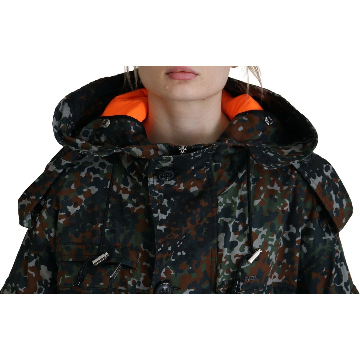 Dsquared² Green Hooded Goth Camouflage Print Parka Coat Jacket Dsquared²