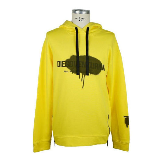 Diego Venturino Elevate Your Style: Sunshine Yellow Cotton Hoodie MAN SWEATERS Diego Venturino