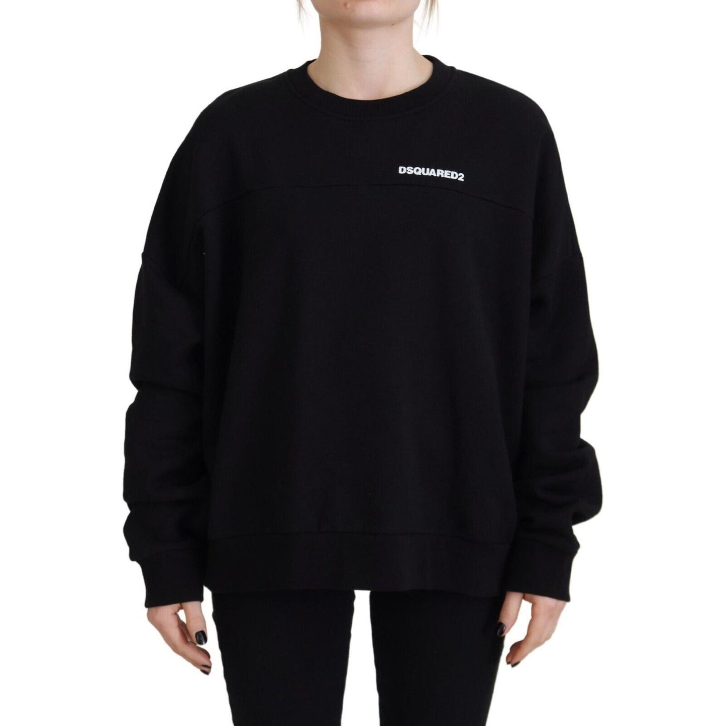 Dsquared² Black Cotton Printed Women Long Sleeve Sweater Dsquared²