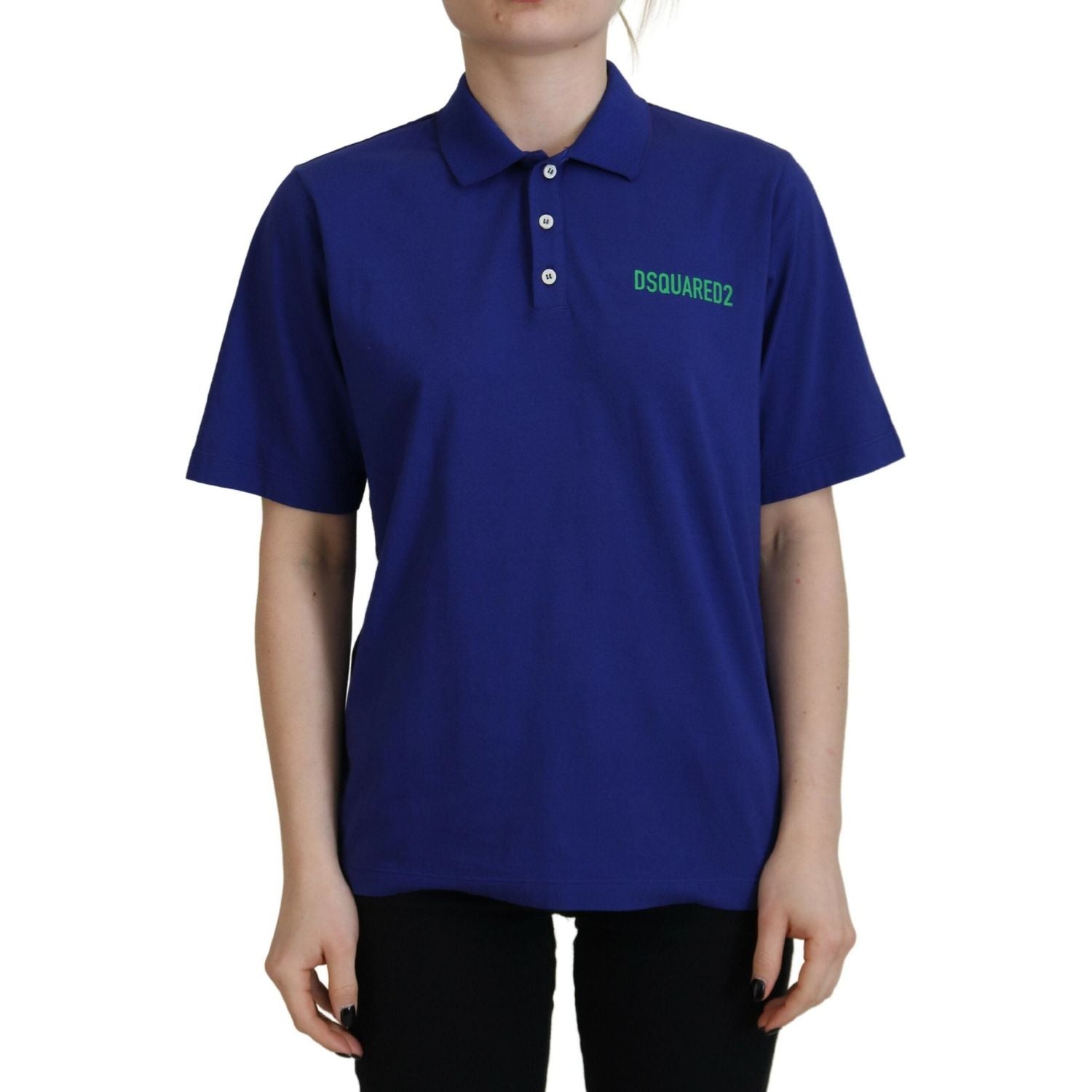 蓝色领口文字 Polo 短袖 T 恤