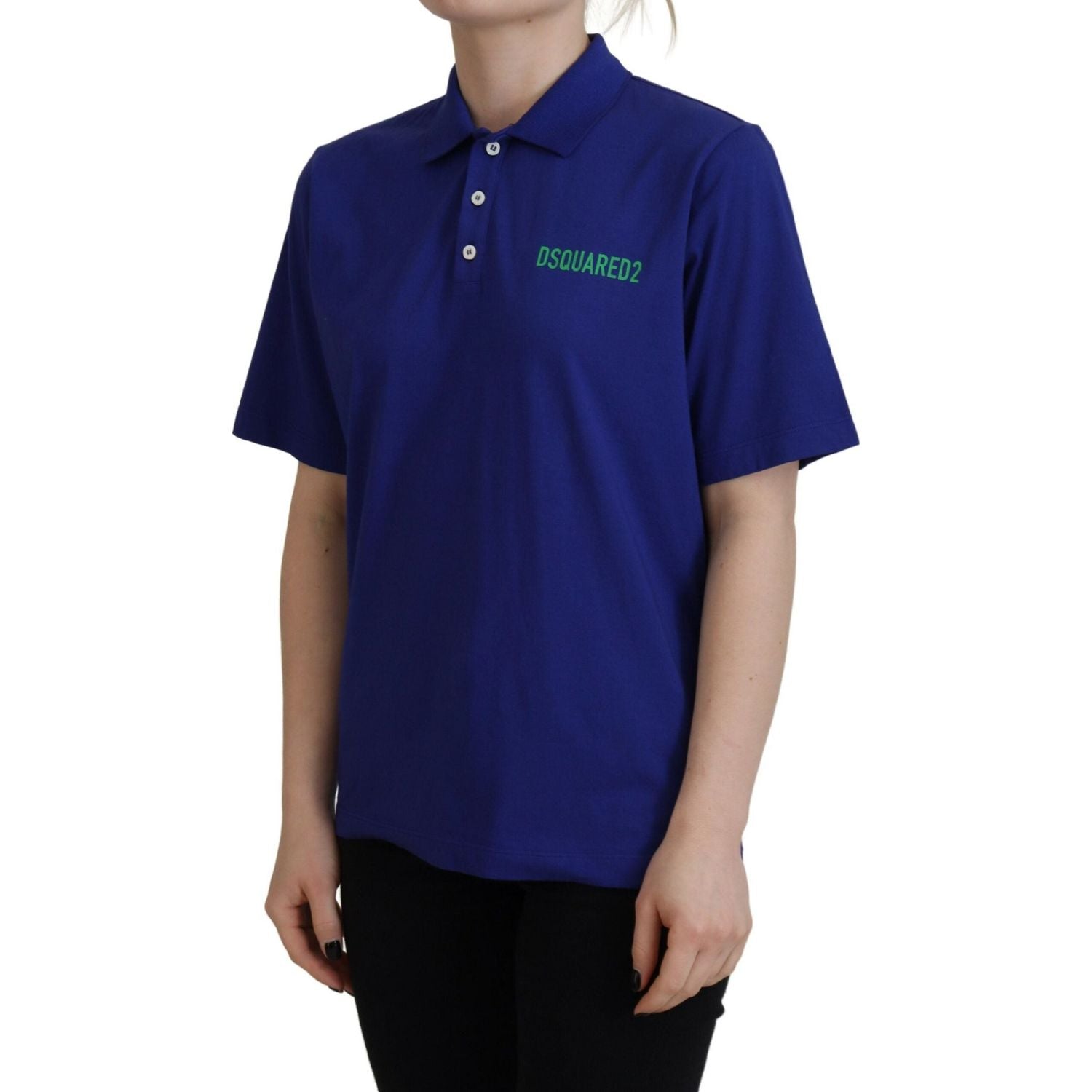 蓝色领口文字 Polo 短袖 T 恤