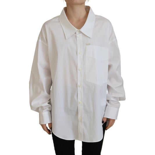 Dsquared² White Cotton Button Down Collared Dress Shirt Top Dsquared²