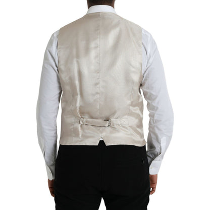 Dolce & Gabbana Off White Cotton Waistcoat Dress Formal Vest