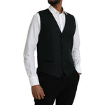 Dolce & Gabbana Black Wool Waistcoat Dress Formal Vest