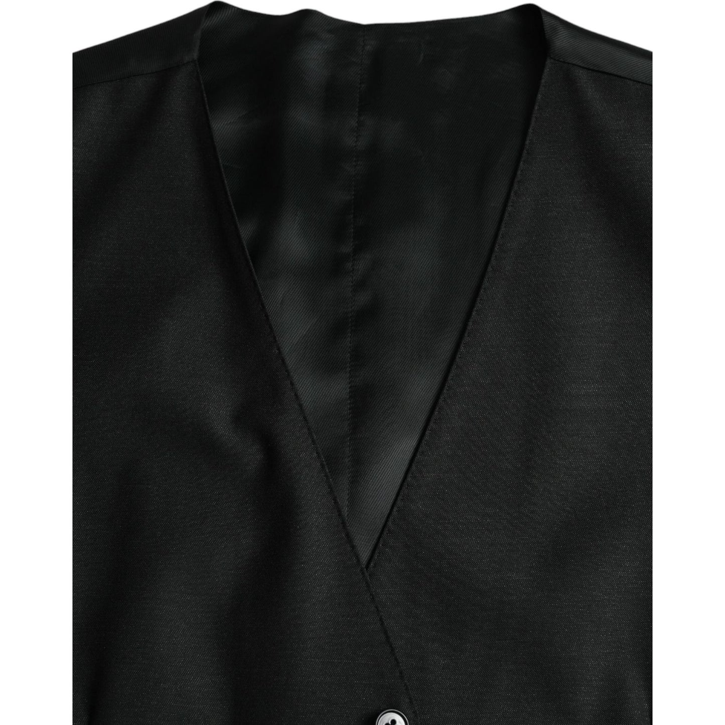 Dolce & Gabbana Black Wool Waistcoat Dress Formal Vest Dolce & Gabbana