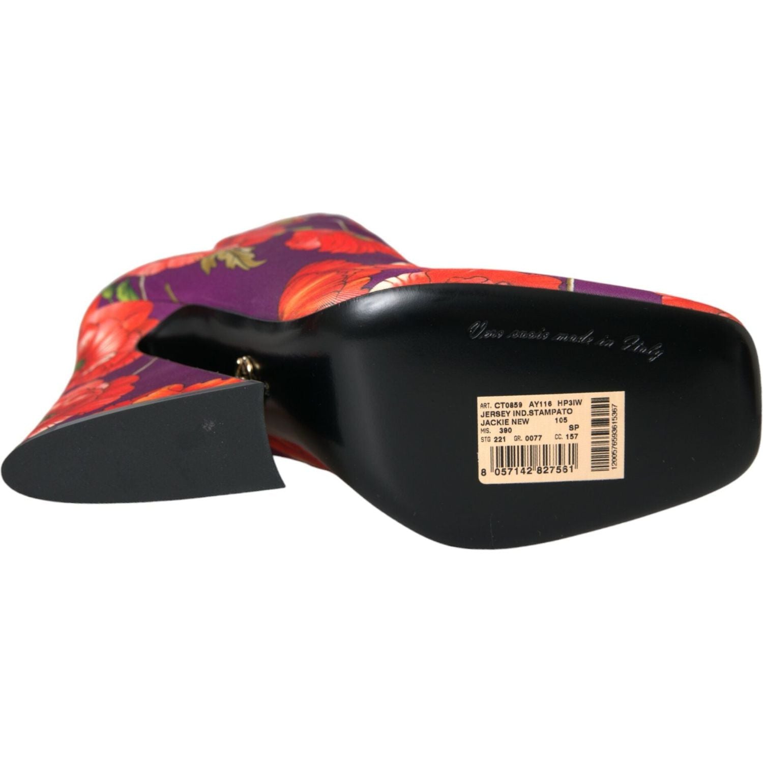 紫色花卉平纹弹力靴子