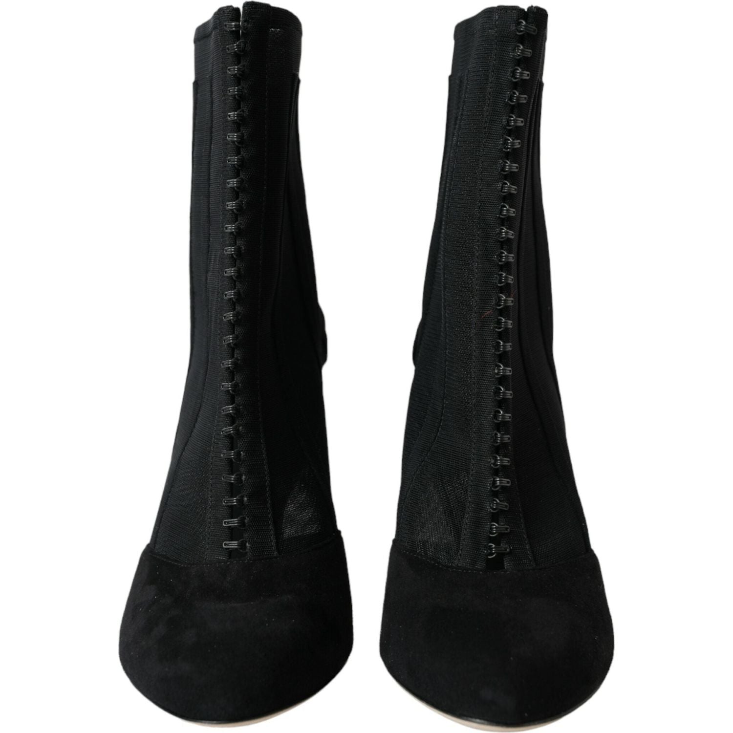 黑色网眼细高跟踝靴