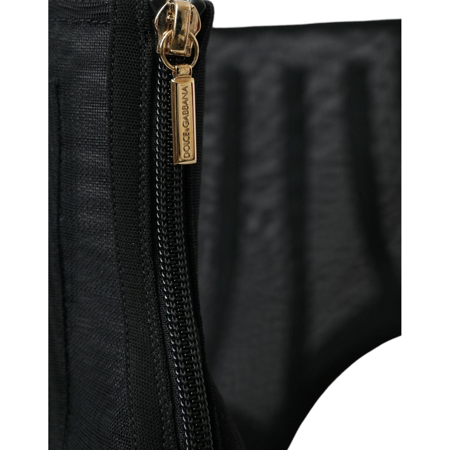 黑色网眼细高跟踝靴