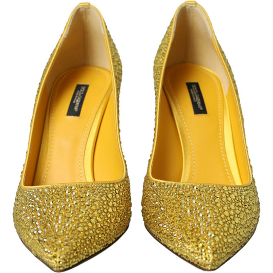 Dolce & Gabbana Yellow Strass Crystal Heels Pumps Shoes Dolce & Gabbana