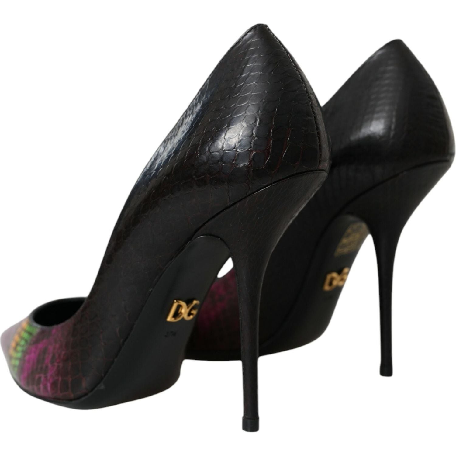 多色异域皮革高跟鞋