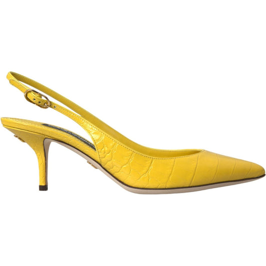 Dolce & Gabbana Yellow Leather Slingbacks Heels Shoes Dolce & Gabbana