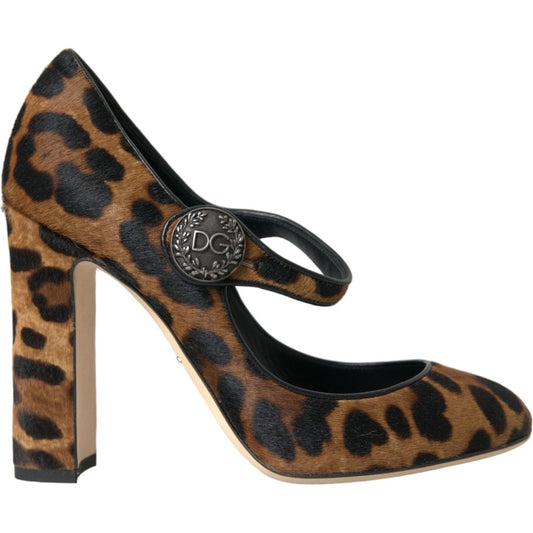 Dolce & Gabbana Brown Leopard Calf Hair Mary Jane Pumps Shoes Dolce & Gabbana