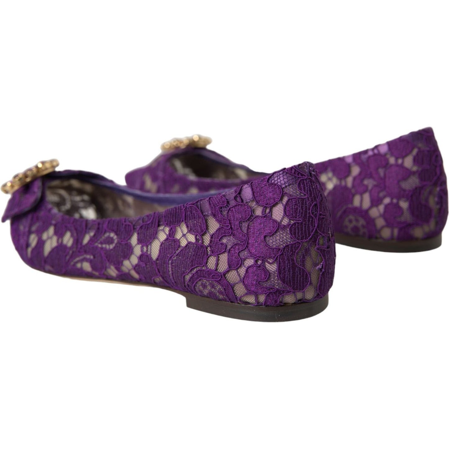 Dolce & Gabbana Purple Taormina Lace Crystal Loafers Shoes Dolce & Gabbana