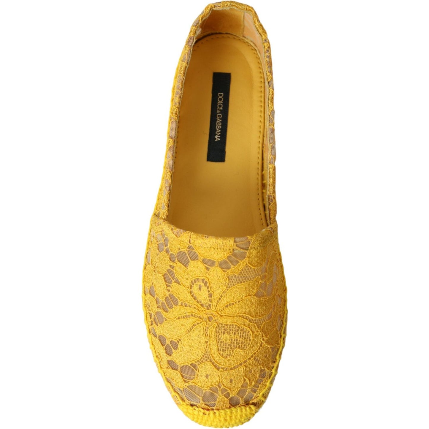 Dolce & Gabbana Yellow Taormina Lace Espadrille Loafers Flats Shoes